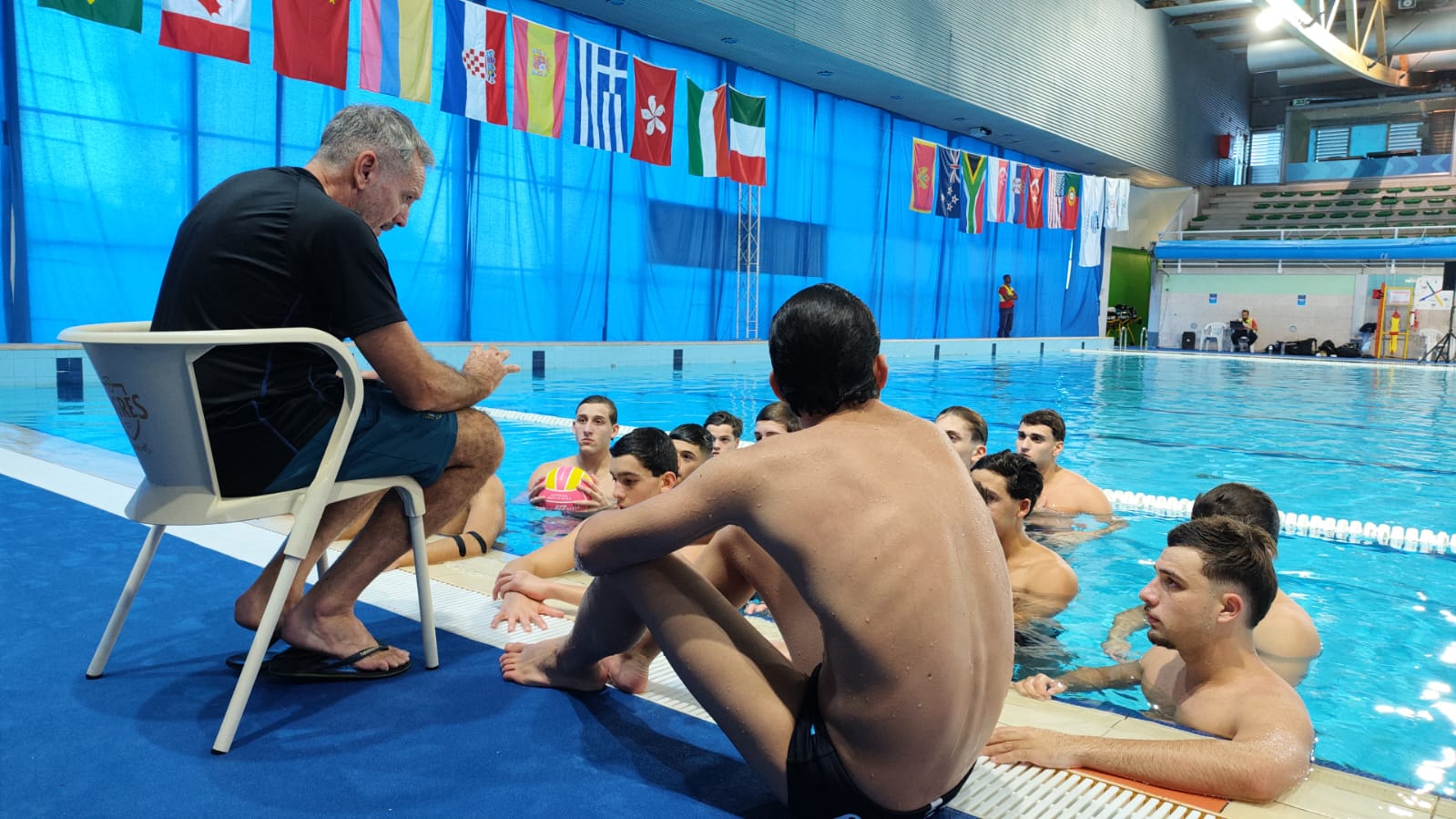 Entrenamiento en la pileta del Mundial